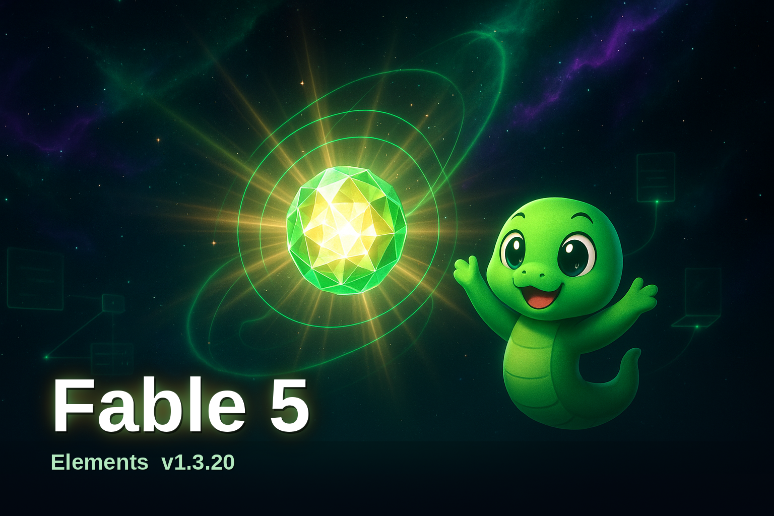 Elements v1.3.20 リリースアイキャッチ — 最新最上位モデル「Fable 5」を中心に、認証・接続の強化を象徴