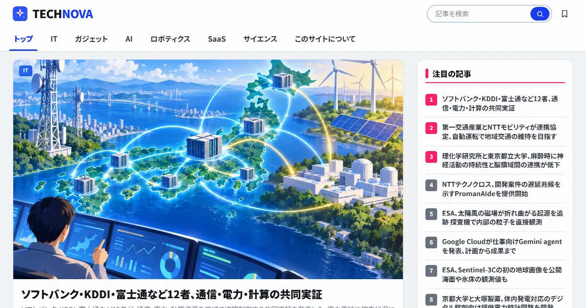 TECHNOVA のトップ画面